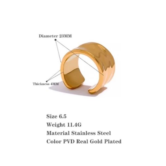 #12 NEW Unique Hammered Gold Chunky Ring - Picture 4 of 11